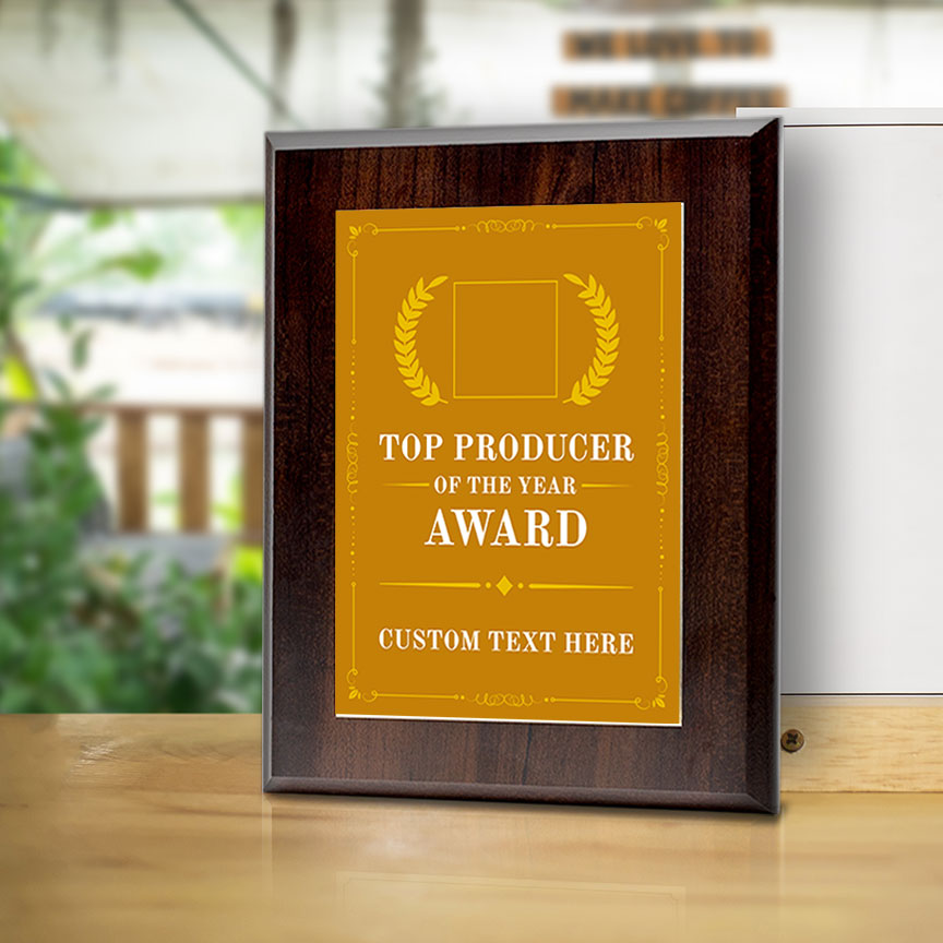 Top Producer of the Year Award Personalized (Wooden) Wall Plaque With Easel Acrylic Stand | Workplace Recognition Ceremonies Award Plaques