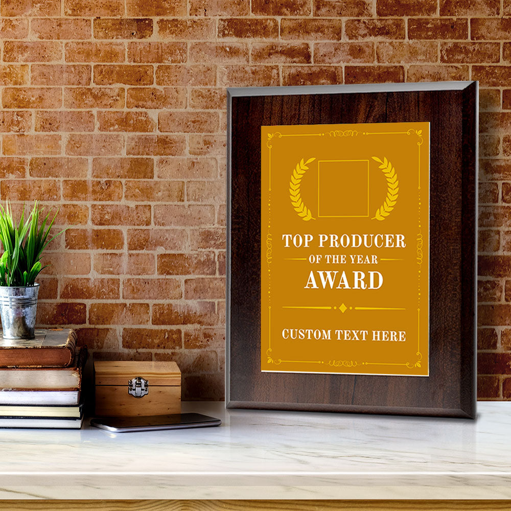 Top Producer of the Year Award Personalized (Wooden) Wall Plaque With Easel Acrylic Stand | Workplace Recognition Ceremonies Award Plaques