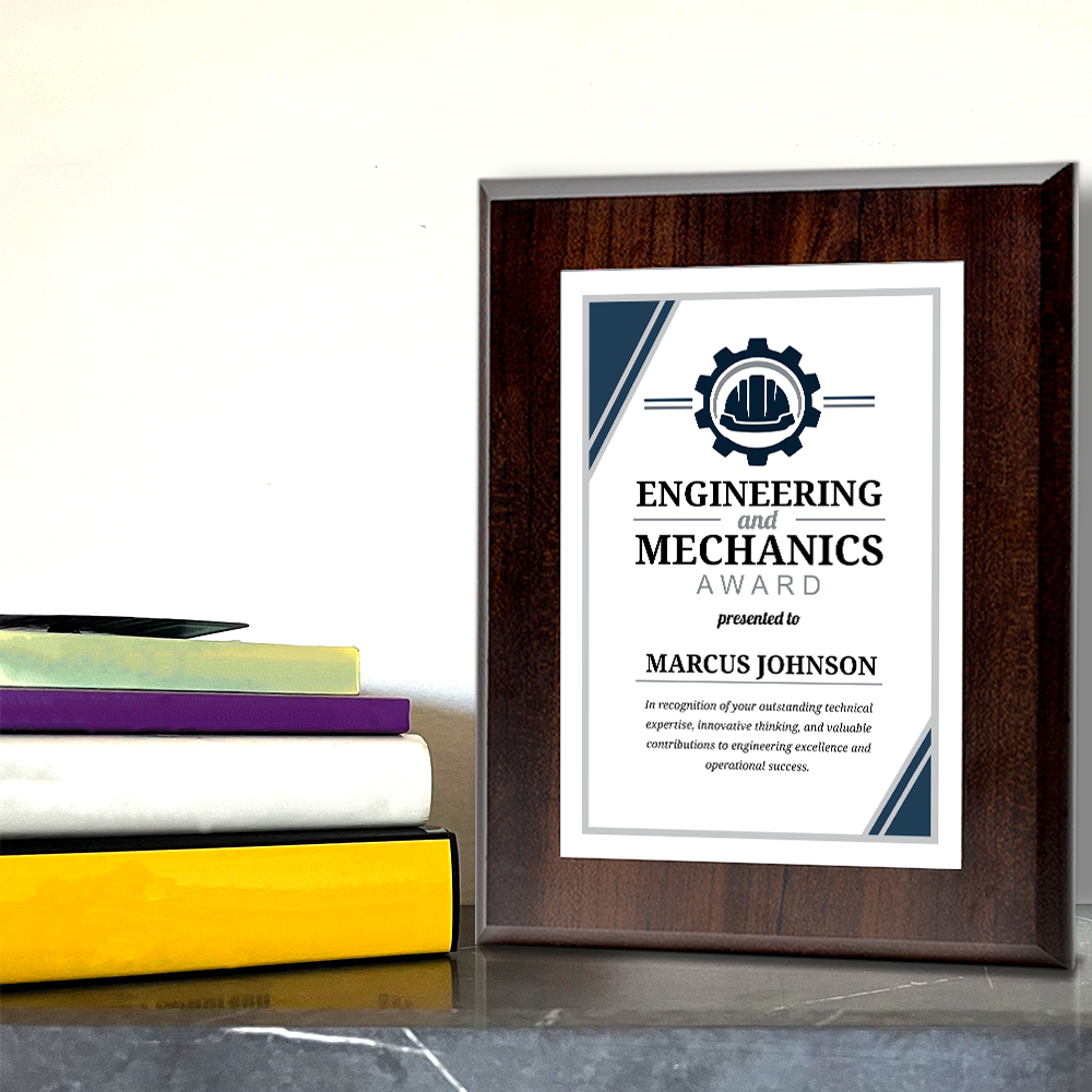 Engineering and Mechanics' Award Personalized Wall Plaque With Easel Acrylic Stand | Professional/Industry Recognition Award Plaques