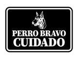 Signs ByLITA Classic Framed Perro Bravo Cuidado Graphic Spanish Security Wall or Door Sign