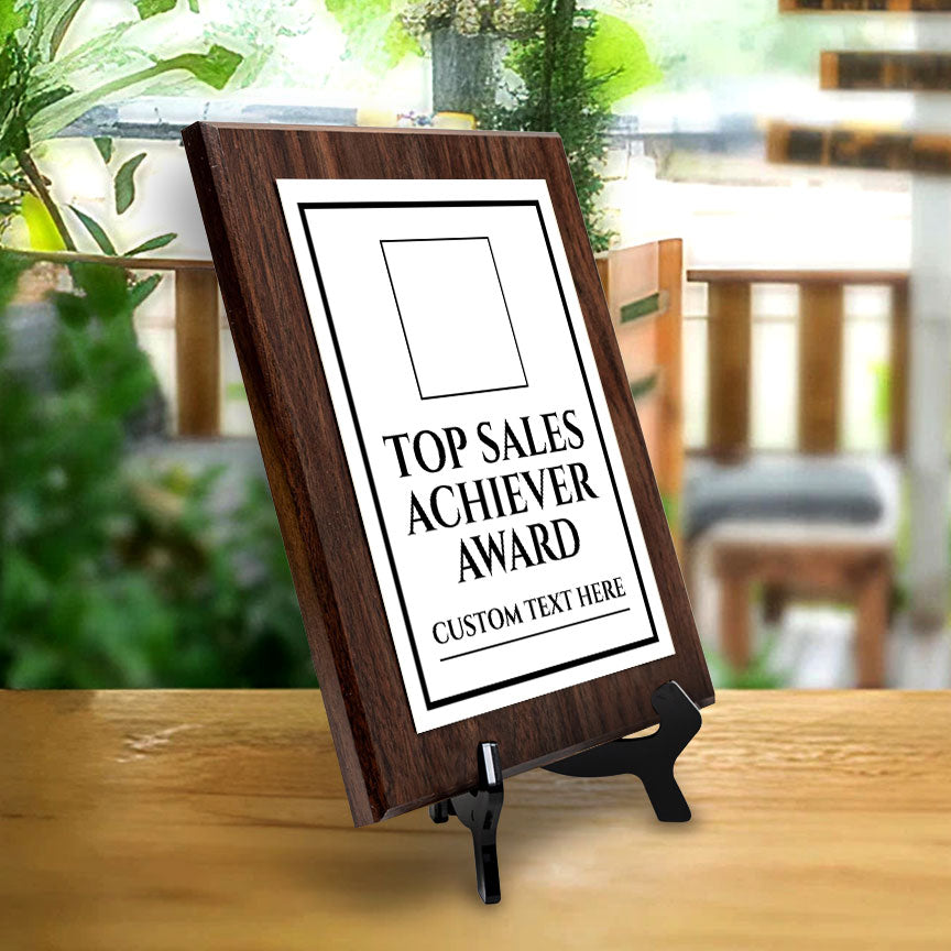 Top Sales Achiever Award Personalized (Wooden) Wall Plaque With Easel Acrylic Stand | Workplace Recognition Ceremonies Award Plaques