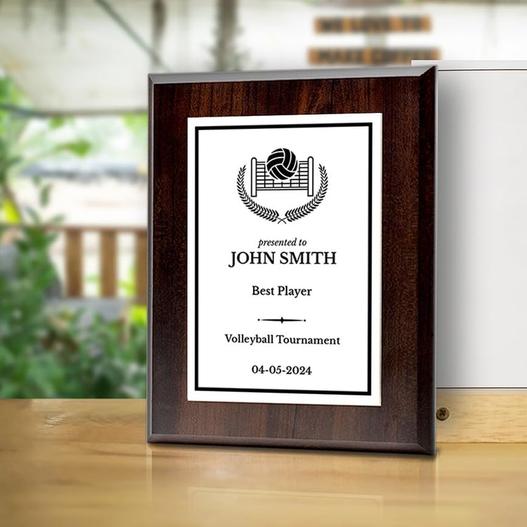 Volleyball Customizable Wooden Award Plaque | Easel Mount Option | Achievement and Recognition Personalizable Plaques
