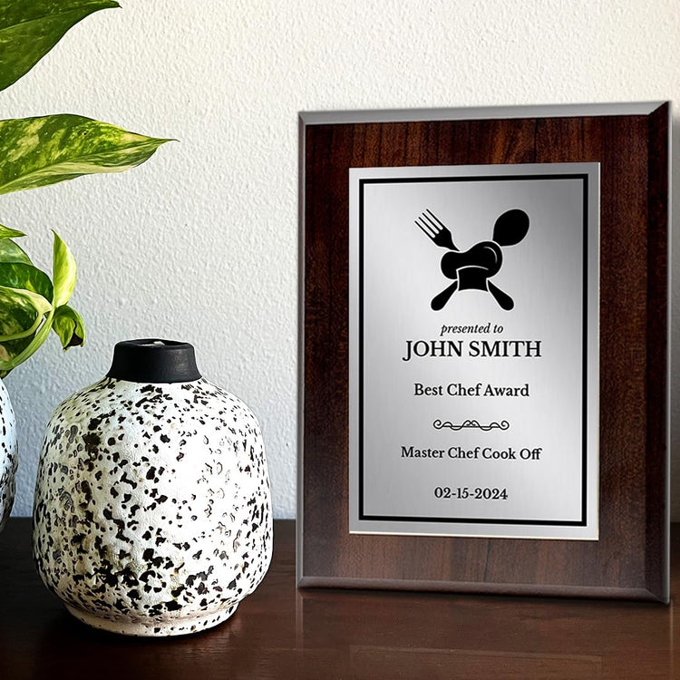Cooking Competition and Chef Customizable Award Plaque | Easel Mount Option | Recognition of Achievement and Service Personalizable Plaques
