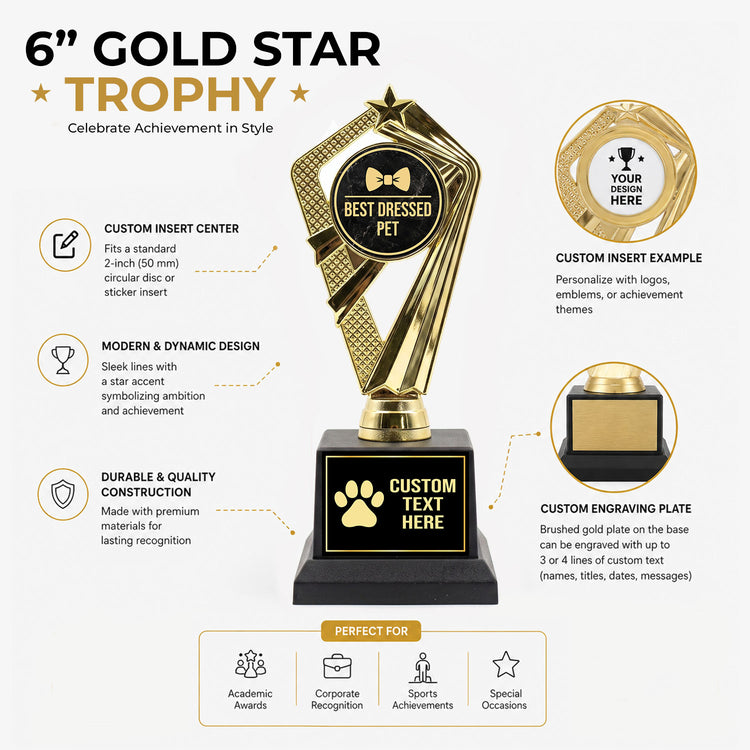 Gaucho Goods Best Dressed Pet Trophy, Custom Engraved Pet Award — Personalized Award for Pet Costume Contests & Pet Parades