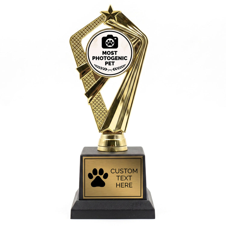 Gaucho Goods Most Photogenic Pet Trophy, Custom Engraved Pet Award — Personalized Award for Pet Photo Contests & Social Media Stars