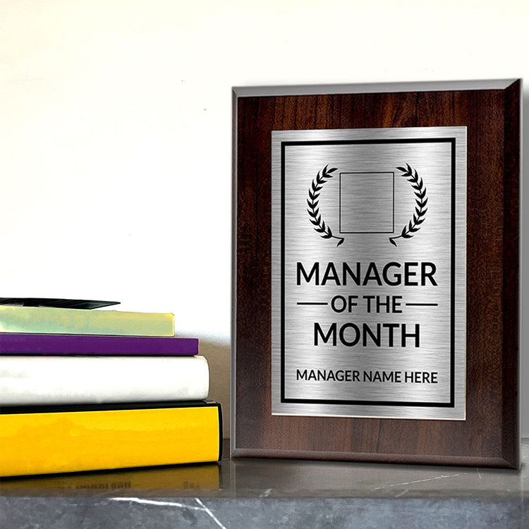 Manager of the Month Award Personalized (Wooden) Wall Plaque With Easel Acrylic Stand | Workplace Recognition Ceremonies Award Plaques