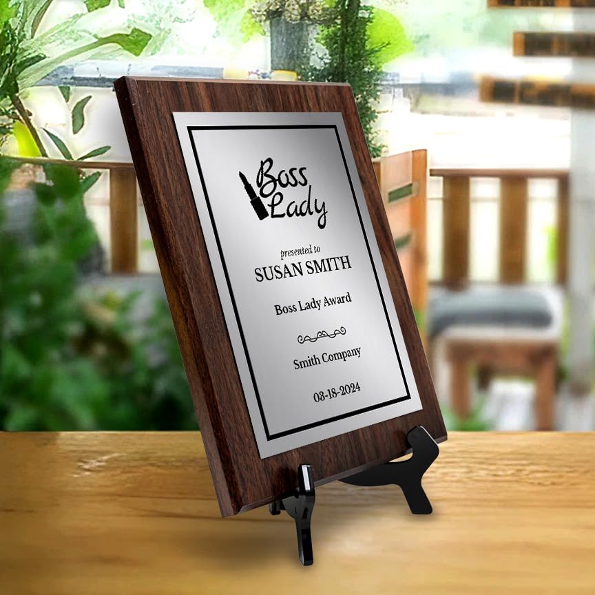 Boss Lady Customizable Award Plaque | Easel Mount Option | Achievement and Recognition Personalizable Plaques