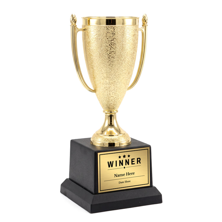 All Quality Winner Cup Trophy, Custom Engraved Gold Cup — Personalized Winner Award for Contests, Games & Competitions