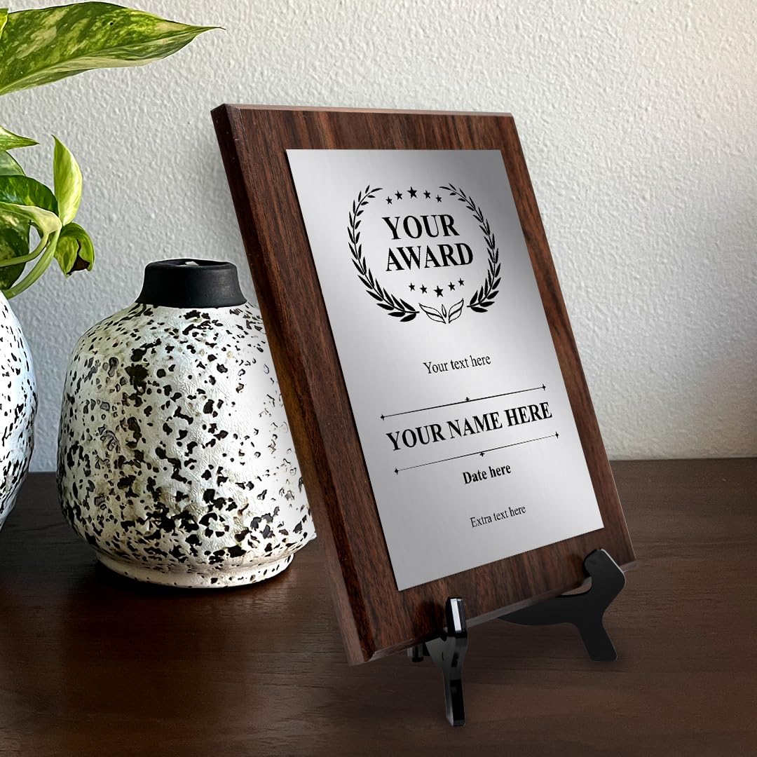 Signs ByLITA Customizable Wooden Plaque Award | Easel Mount Option | Recognition Gift for winners of awards, certificates and achievements | Employee Student Prize