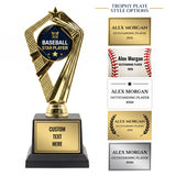 All Quality Baseball Star Player Trophy, Custom Engraved — Personalized Youth Baseball Award, MVP & Standout Player Gift