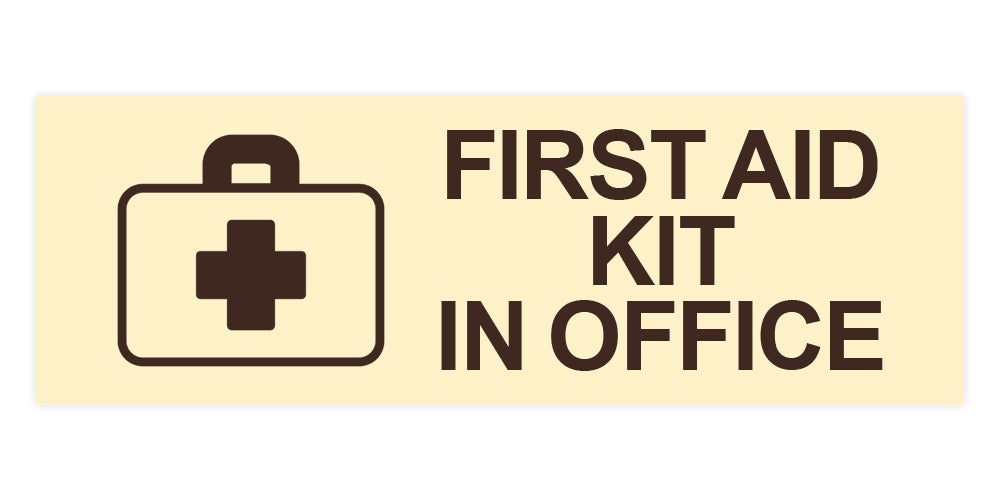Basic First Aid Kit In Office Wall or Door Sign
