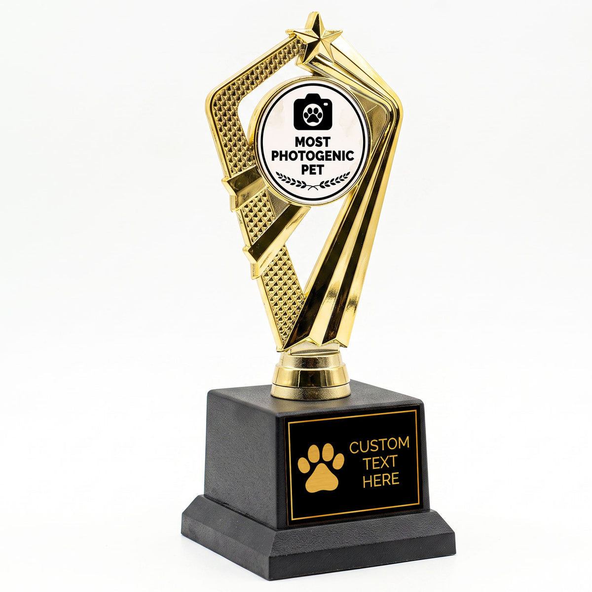 Gaucho Goods Most Photogenic Pet Trophy, Custom Engraved Pet Award — Personalized Award for Pet Photo Contests & Social Media Stars
