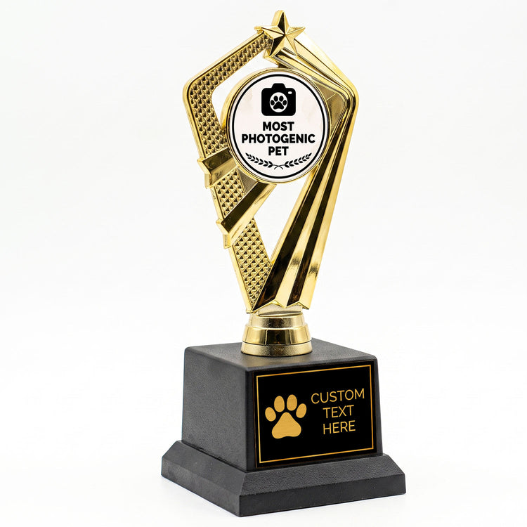 Gaucho Goods Most Photogenic Pet Trophy, Custom Engraved Pet Award — Personalized Award for Pet Photo Contests & Social Media Stars