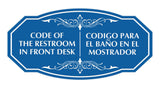 Signs ByLITA Victorian Code Of The Restroom In Front Desk/ Codigo Para el Baño en el Mostrador Bilingual Business Wall or Door Sign