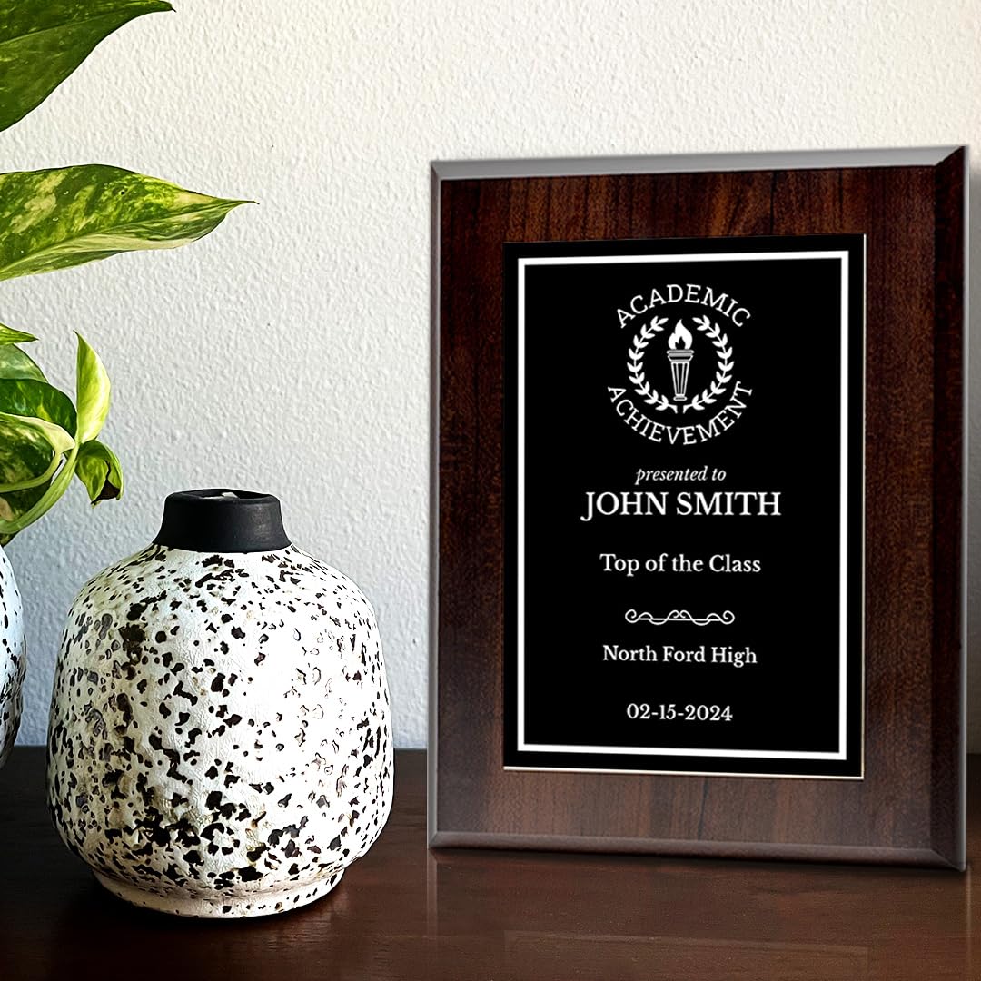 Academic Achievement Customizable Award Plaque | Easel Mount Option | Recognition of Achievement and Service Personalizable Plaques