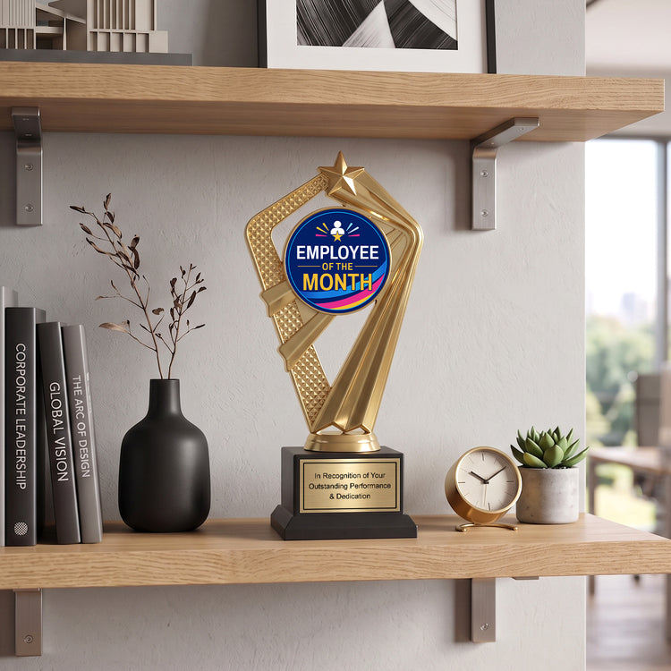 All Quality Employee of the Month Trophy, Custom Engraved — Personalized Monthly Workplace Recognition Award