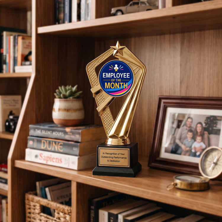 All Quality Employee of the Month Trophy, Custom Engraved — Personalized Monthly Workplace Recognition Award