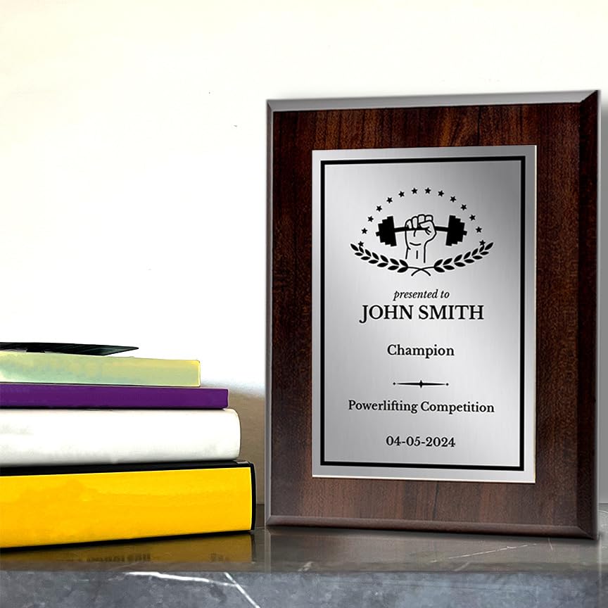 Powerlifting Customizable Wooden Award Plaque | Easel Mount Option | Achievement and Recognition Personalizable Plaques