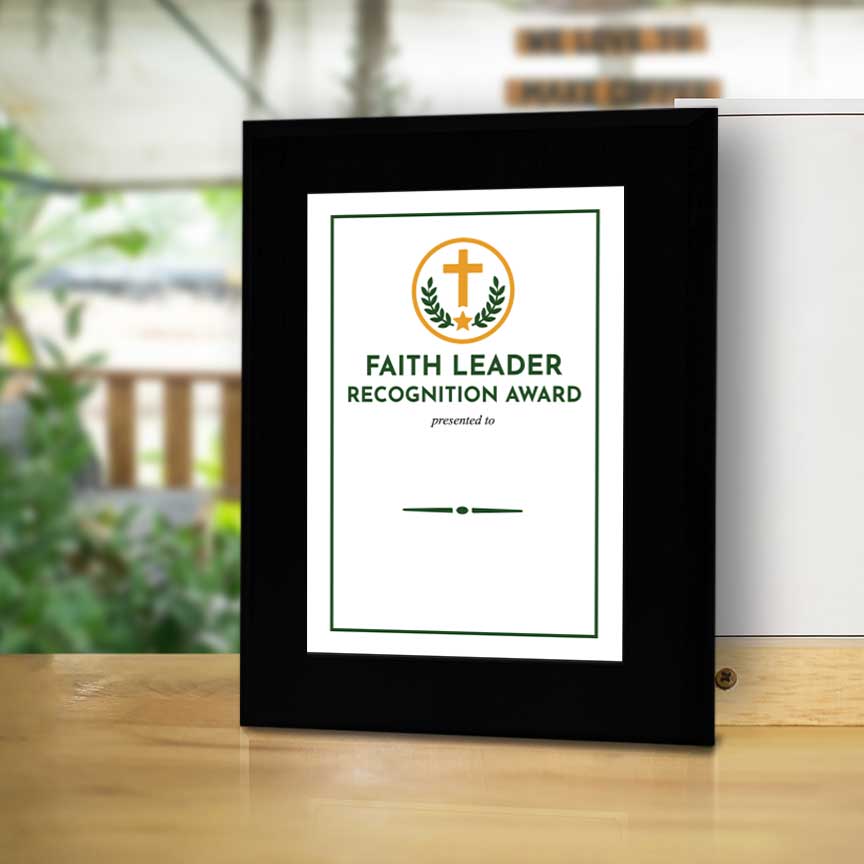 Faith Leader Recognition Award' Personalized Wall Plaque With Easel Acrylic Stand | Faith/Community Non-Profit Award Plaques