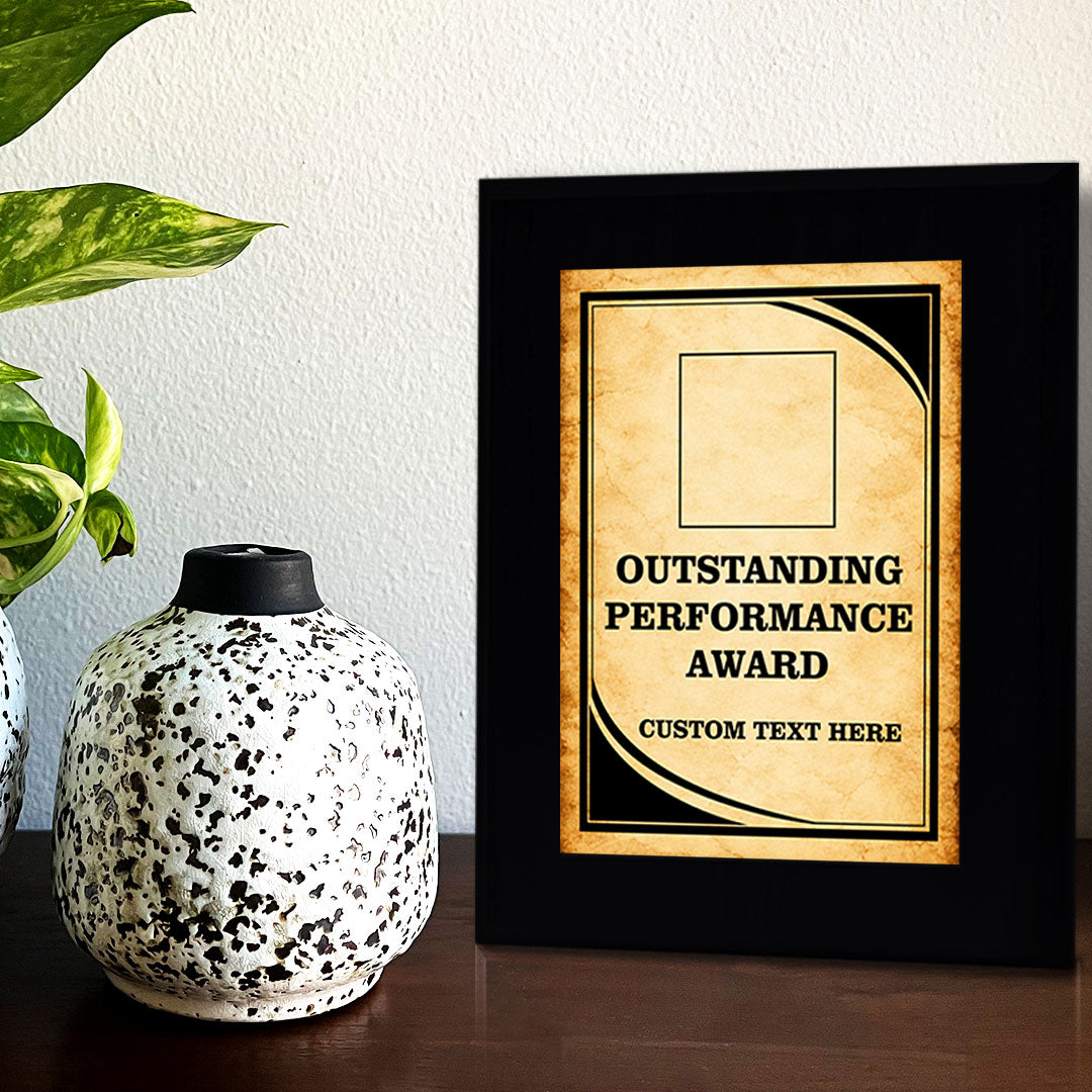 Outstanding Performance Award Personalized (Black) Wall Plaque With Easel Acrylic Stand | Workplace Recognition Ceremonies Award Plaques