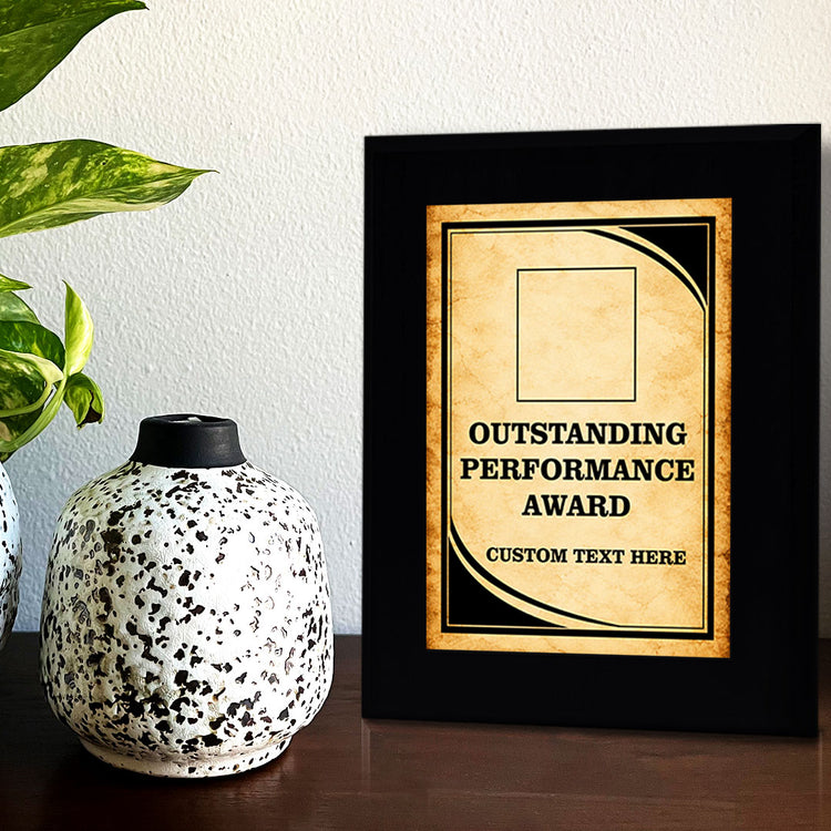 Outstanding Performance Award Personalized (Black) Wall Plaque With Easel Acrylic Stand | Workplace Recognition Ceremonies Award Plaques