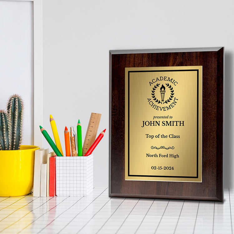 Academic Achievement Customizable Award Plaque | Easel Mount Option | Recognition of Achievement and Service Personalizable Plaques
