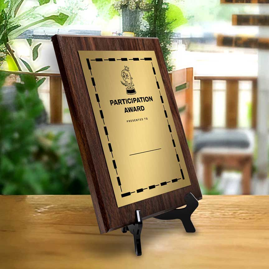 Participation Award' Personalized Wall Plaque With Easel Acrylic Stand | Novelty/Funny Office Award Plaques