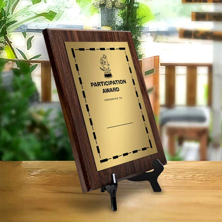 Participation Award' Personalized Wall Plaque With Easel Acrylic Stand | Novelty/Funny Office Award Plaques