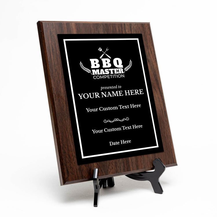 BBQ Master Competition Customizable Award Plaque | Easel Mount Option | Achievement and Recognition Personalizable Plaques