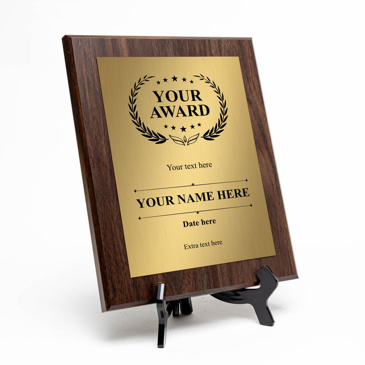 Signs ByLITA Customizable Wooden Plaque Award | Easel Mount Option | Recognition Gift for winners of awards, certificates and achievements | Employee Student Prize