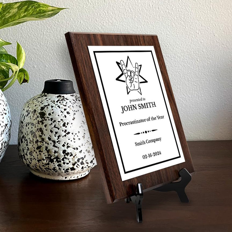 Rock and Roll Novelty Funny Customizable Award Plaque | Easel Mount Option | Funny Parody Achievement Personalizable Plaques
