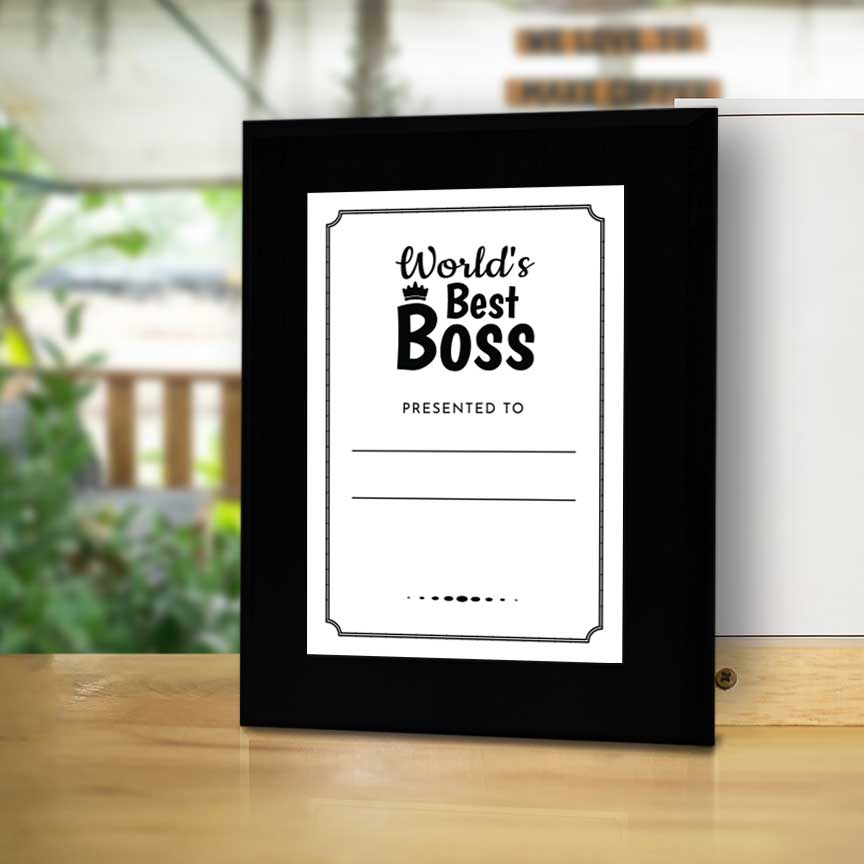World's Best Boss' Personalized Wall Plaque With Easel Acrylic Stand | Novelty/Funny Office Award Plaques