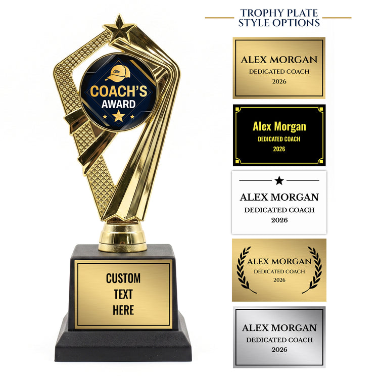 All Quality Coach's Award Trophy, Custom Engraved — Personalized Coach Appreciation Award for Any Sport