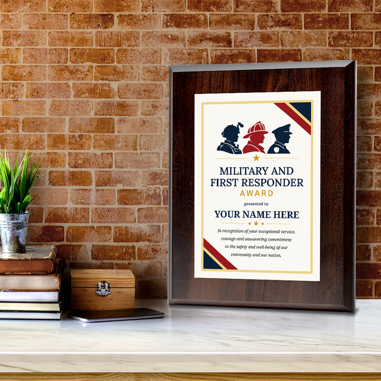 Military and First Responder Award Personalized Wall Plaque With Easel Acrylic Stand | Professional/Industry Recognition Award Plaques