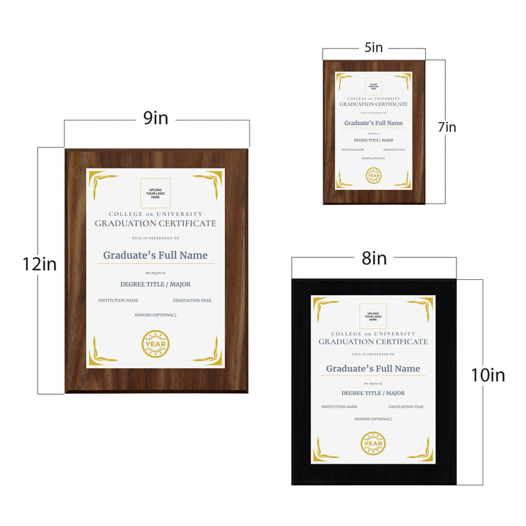 College/University Graduation Certificate Personalized (Wooden) Wall Plaque With Easel Acrylic Stand | Certificates & Achievements