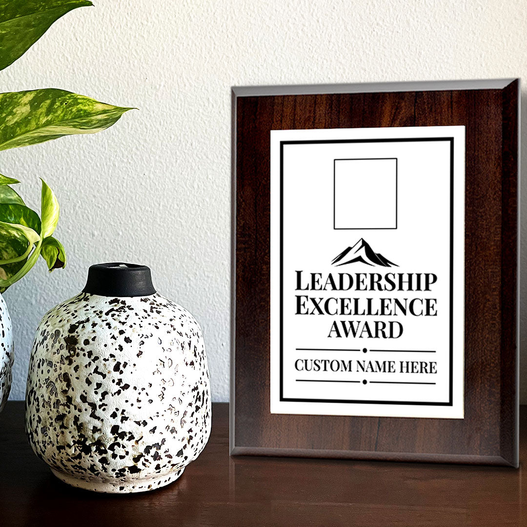 Leadership Excellence Award Personalized (Wooden) Wall Plaque With Easel Acrylic Stand | Workplace Recognition Ceremonies Award Plaques