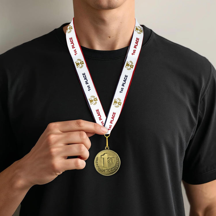 1st 2nd 3rd Place High Relief Award Medals - 3 Piece Set (Gold, Silver, Bronze) Includes Custom Designed Neck Ribbon