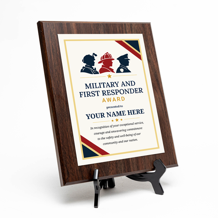 Military and First Responder Award Personalized Wall Plaque With Easel Acrylic Stand | Professional/Industry Recognition Award Plaques