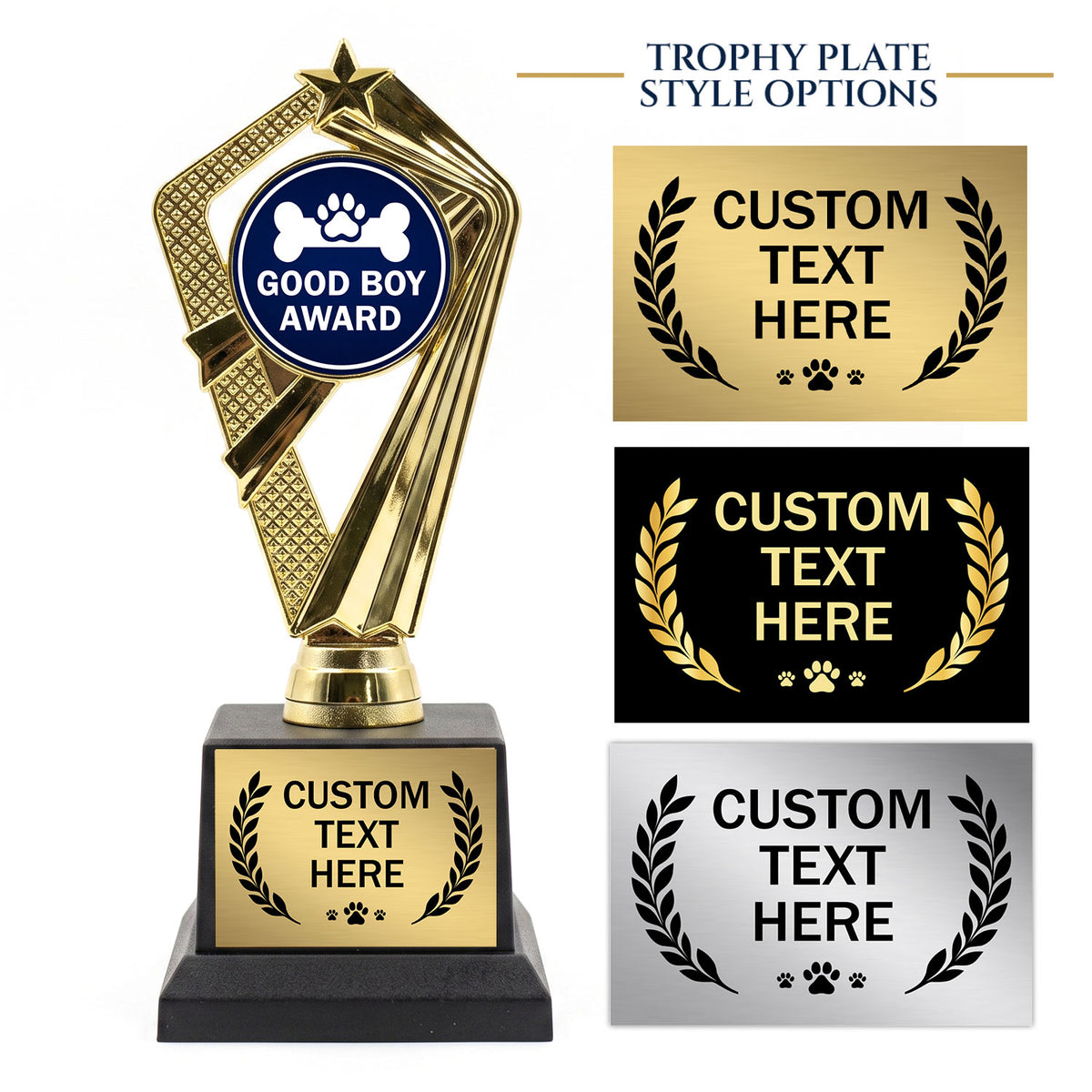 Gaucho Goods Good Boy Award Trophy, Custom Engraved Dog Gift — Personalized Funny Gift for a Good Boy: Training Wins & Birthdays