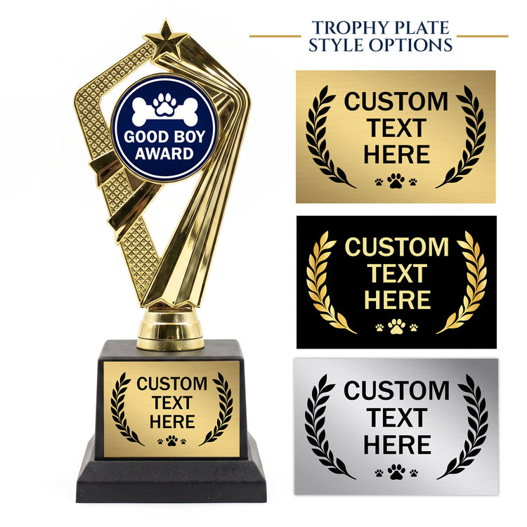 Gaucho Goods Good Boy Award Trophy, Custom Engraved Dog Gift — Personalized Funny Gift for a Good Boy: Training Wins & Birthdays