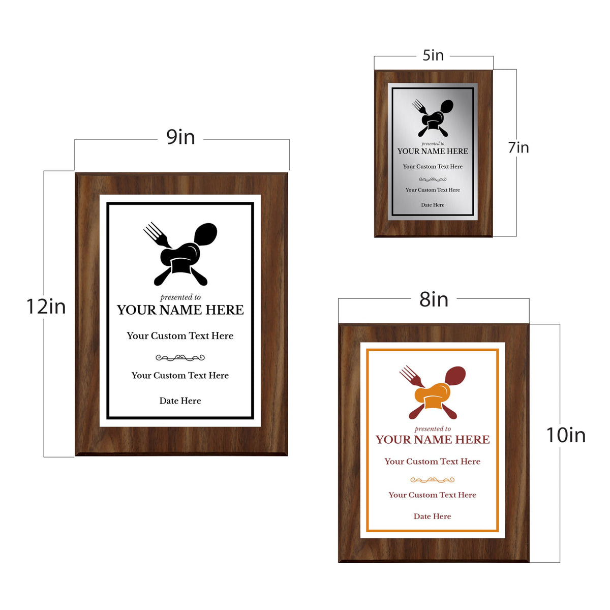 Cooking Competition and Chef Customizable Award Plaque | Easel Mount Option | Recognition of Achievement and Service Personalizable Plaques