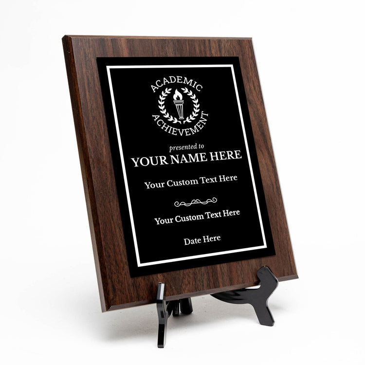 Academic Achievement Customizable Award Plaque | Easel Mount Option | Recognition of Achievement and Service Personalizable Plaques