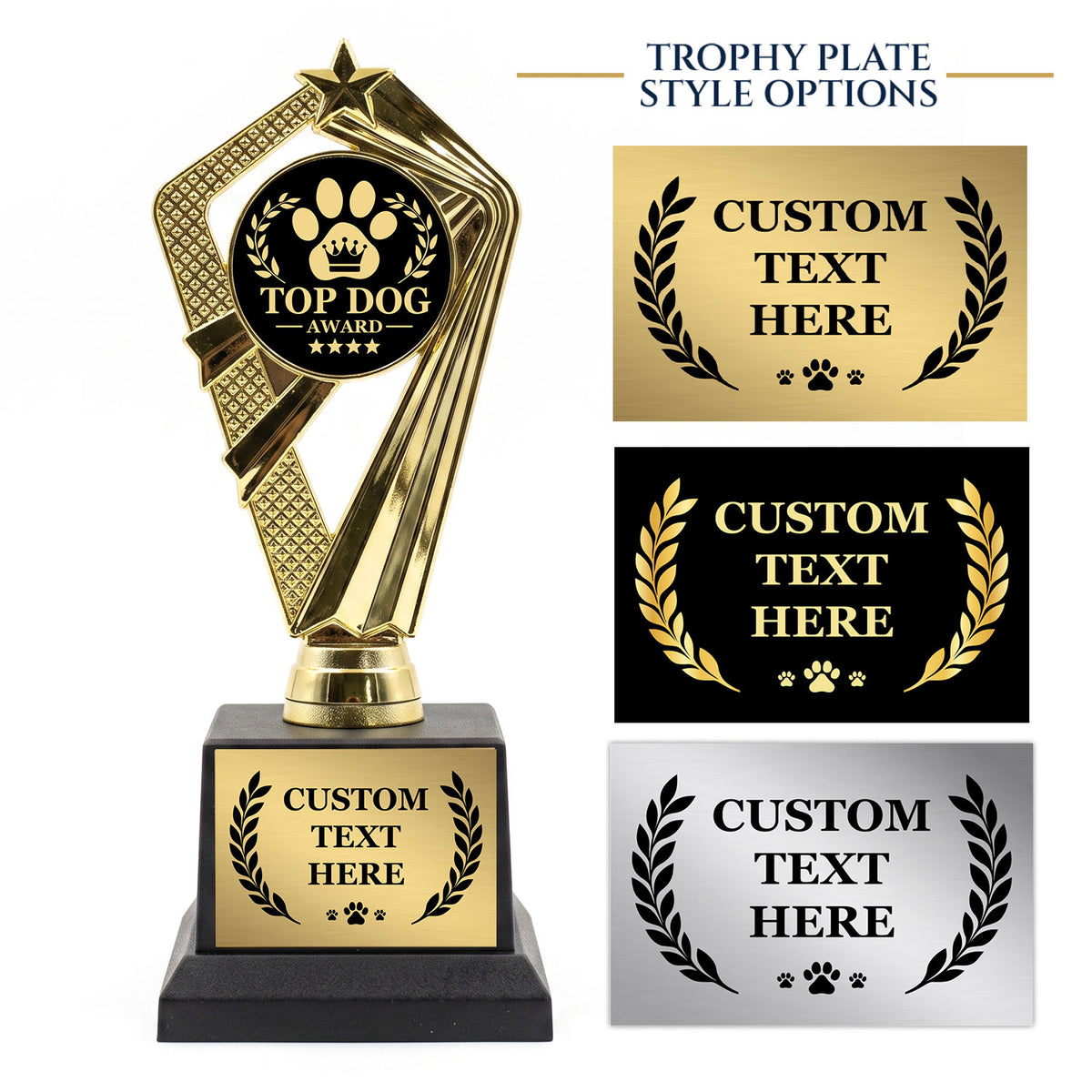 Gaucho Goods Top Dog Award Trophy, Custom Engraved Dog Gift — Personalized Award for Dog Shows, Training Classes & Competitions