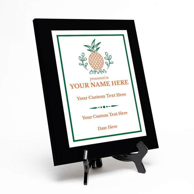 Hospitality Theme Customizable Black Frame Award Plaque | Easel Mount Option | Recognition of Achievement and Service Personalizable Plaques