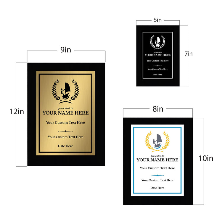 Sailing Customizable Black Frame Wooden Award Plaque | Easel Mount Option | Achievement and Recognition Personalizable Plaques