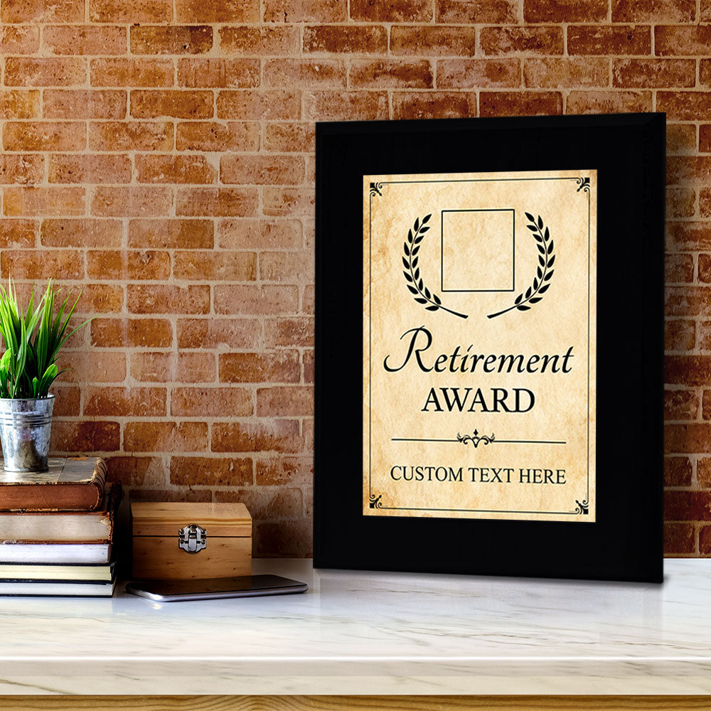Retirement Award Personalized (Black) Wall Plaque With Easel Acrylic Stand | Workplace Recognition Ceremonies Award Plaques