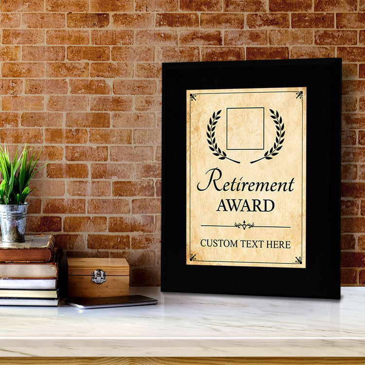 Retirement Award Personalized (Black) Wall Plaque With Easel Acrylic Stand | Workplace Recognition Ceremonies Award Plaques