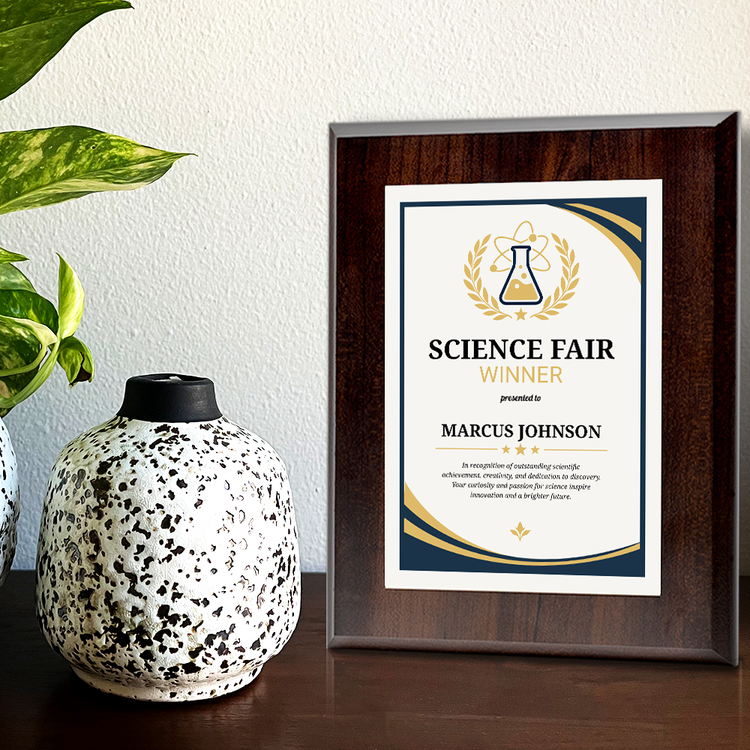 Science Fair Winner Award Personalized Wall Plaque With Easel Acrylic Stand | Education Recognition School Award Plaques