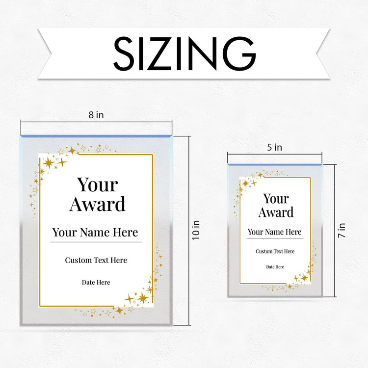 Signs ByLITA Personalized Acrylic Award Plaque with Corner Stars Design – Custom Engraved Clear Desk Award, Recognition Gift, Office Decor (Multiple Sizes)
