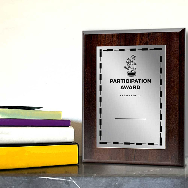 Participation Award' Personalized Wall Plaque With Easel Acrylic Stand | Novelty/Funny Office Award Plaques